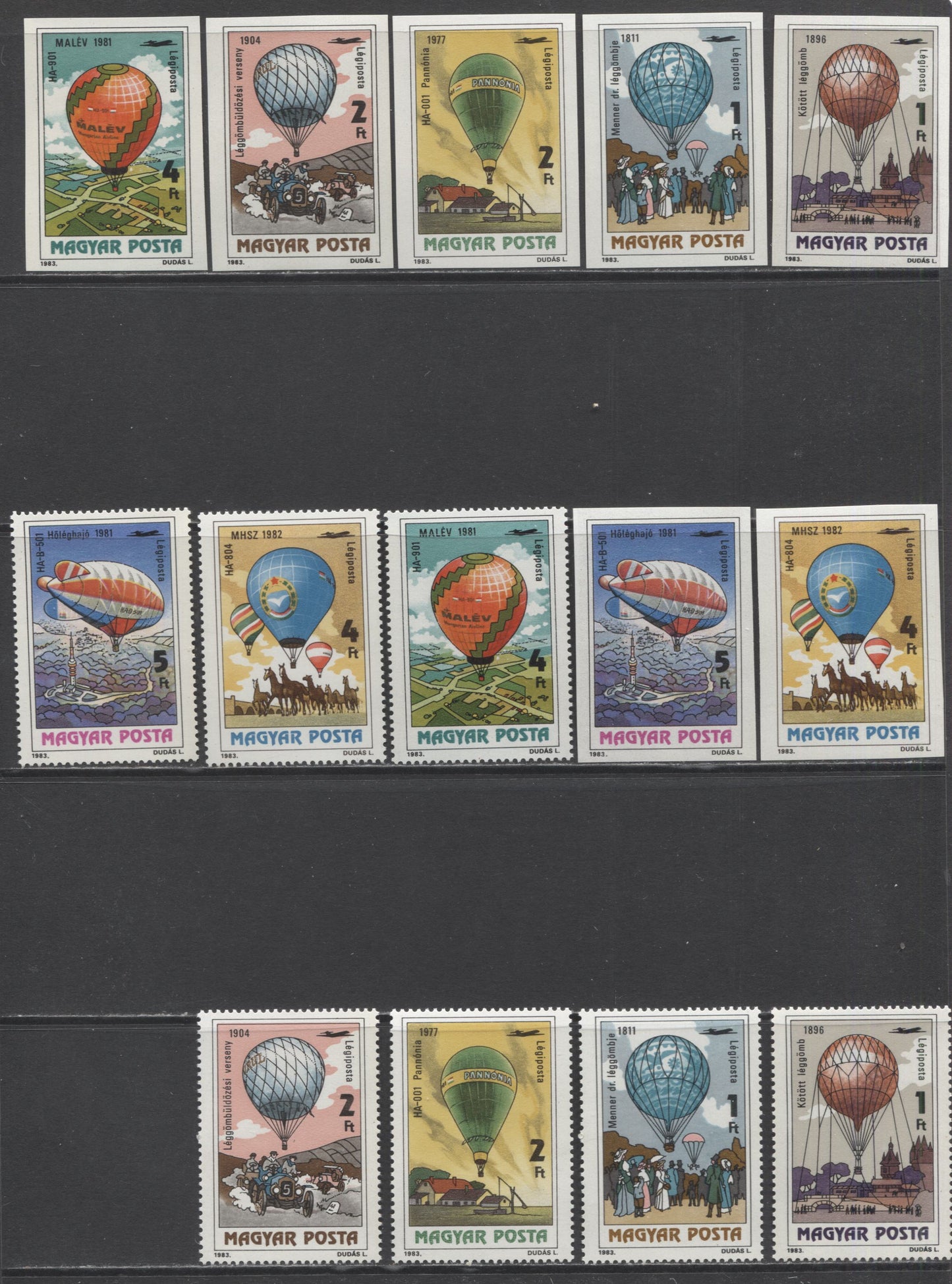 Lot 123 Hungary SC#C438-C445 1983 Bicentenial of Manned Flight, Perf and Imperf, A VFNH Range Of Perf/Imperf Singles & Souvenir Sheets, 2017 Scott Cat. $32.35 USD, Click on Listing to See ALL Pictures