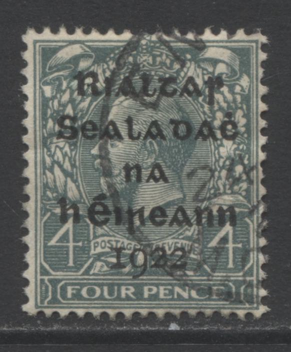 Lot 123 Ireland SC#5 4d Green 1922 Dollard Overprinted Royal Cypher Definitives, A Fine Used Example, Click on Listing to See ALL Pictures