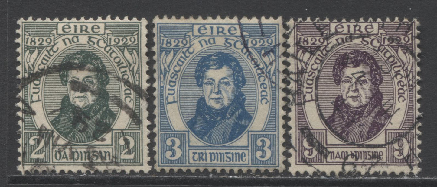 Lot 126 Ireland SC#80-82 1929 O'Connell Issue, A F/VF Used Range Of Singles, 2017 Scott Cat. $28.05 USD, Click on Listing to See ALL Pictures