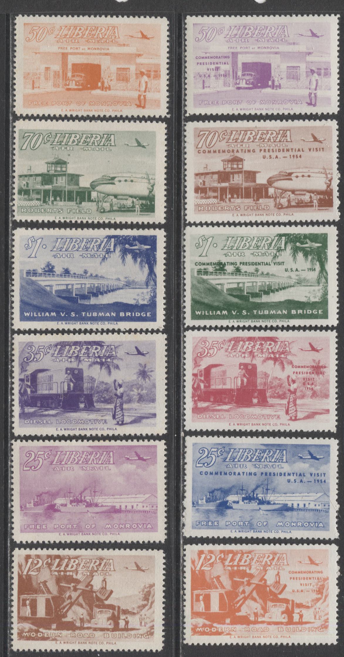 Lot 128 Liberia SC#C71/C87 1953-1954 Airmails, A VFOG Range Of Singles, 2017 Scott Cat. $15.15 USD, Click on Listing to See ALL Pictures