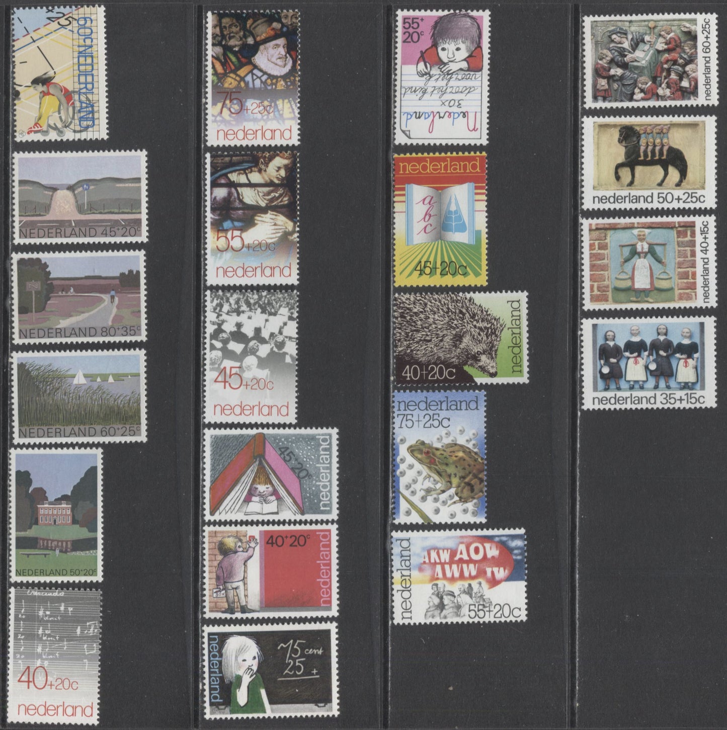 Lot 13 Netherlands SC#B513/B564 1974-1979 Semipostals, A VFNH Range Of Singles, 2017 Scott Cat. $15.55 USD, Click on Listing to See ALL Pictures