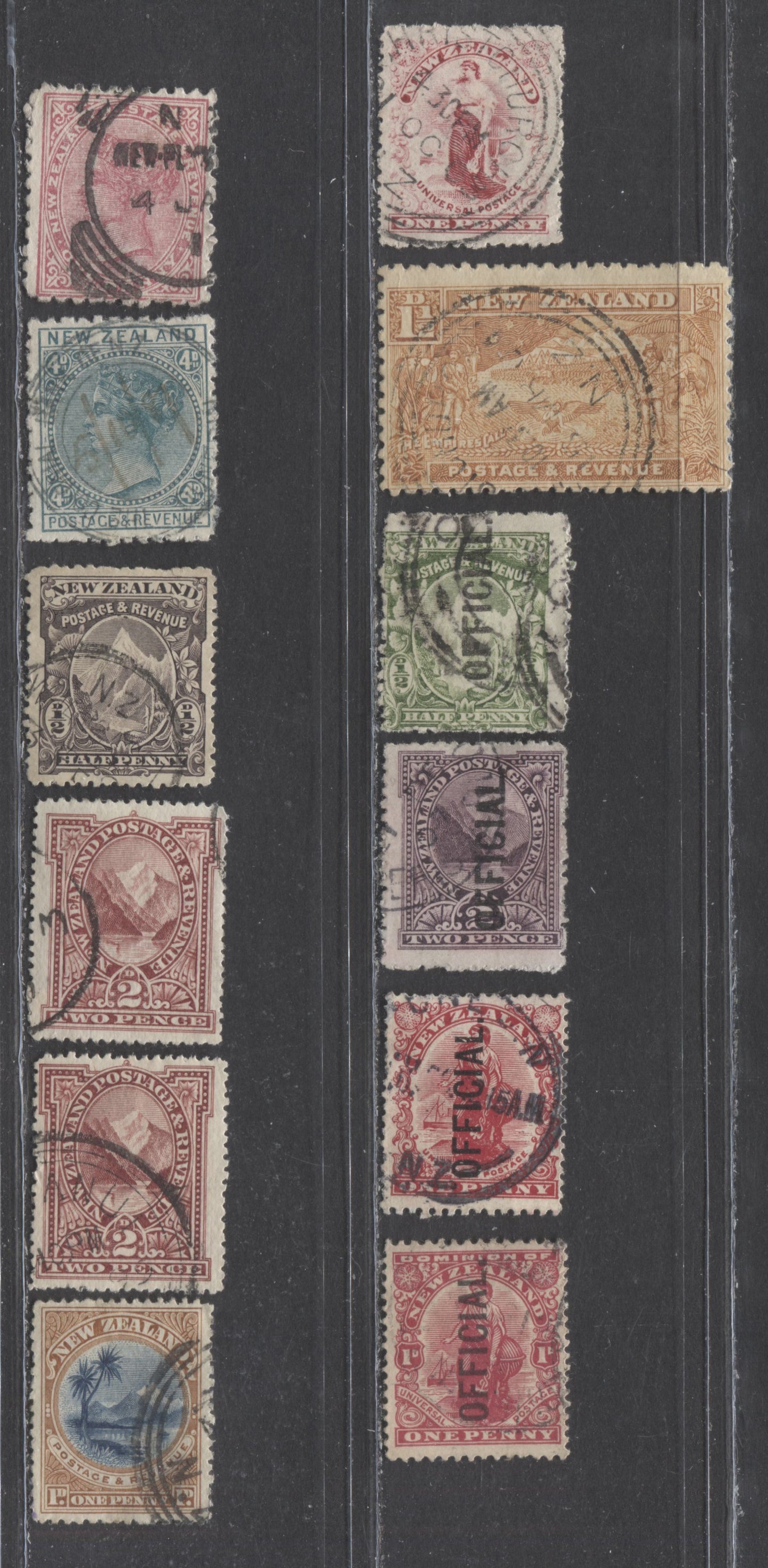 Lot 131 New Zealand SC#61/O34 1882-1910 Definitives and Official Overprints, A F/VF Used Range Of Singles, 2017 Scott Cat. $20.6 USD, Click on Listing to See ALL Pictures