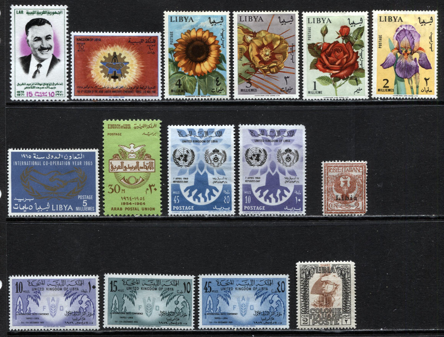 Lot 131 Libya SC#2/425 1912-1971 Commemoratives, A F/VF NH & OG Range Of Singles, 2017 Scott Cat. $14 USD, Click on Listing to See ALL Pictures