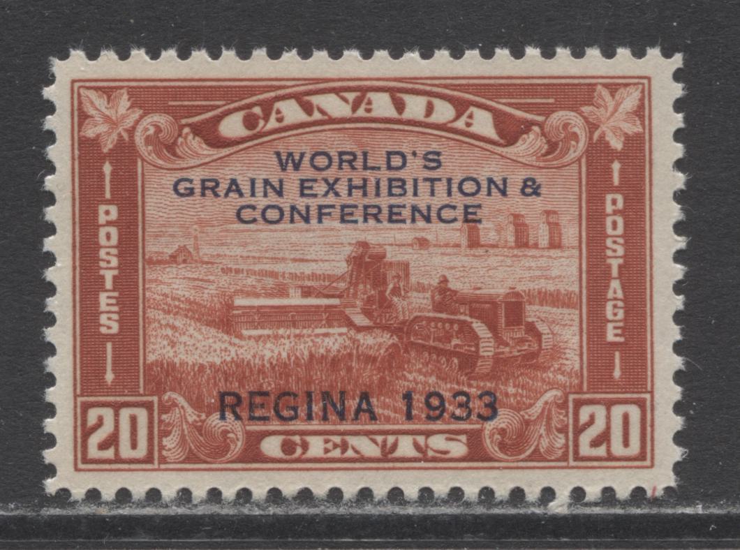 Lot 131 Canada #203 20c Brown Red Harvesting Wheat Overprint, 1933 Grain Exhibition Issue, A VFOG Single With Deep Yellowish Gum