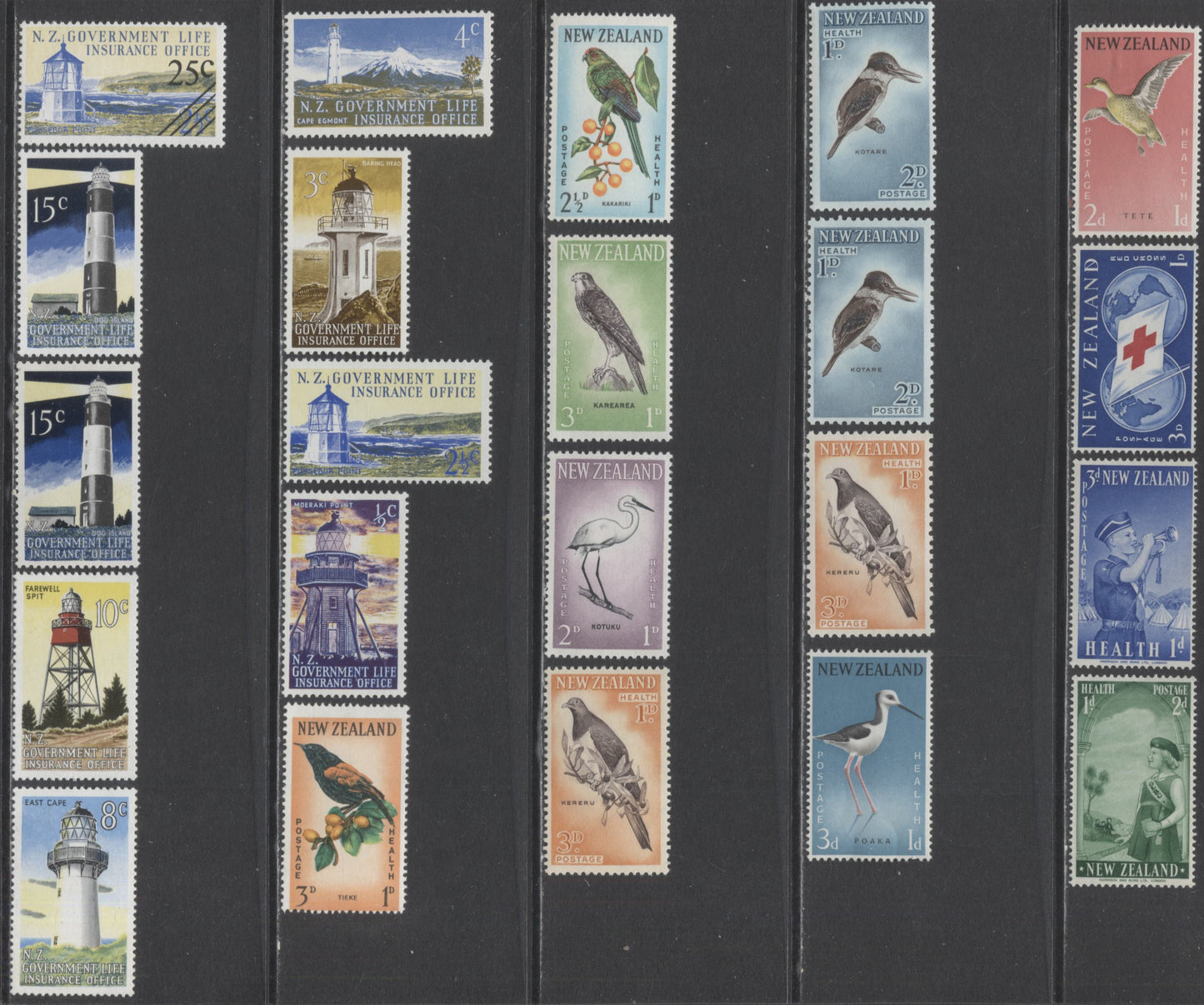 Lot 132 New Zealand SC#B40/OY50 1952-1978 Semipostals & Life Insurance Issues, A F/VFNH Range Of Singles, 2017 Scott Cat. $15.3 USD, Click on Listing to See ALL Pictures