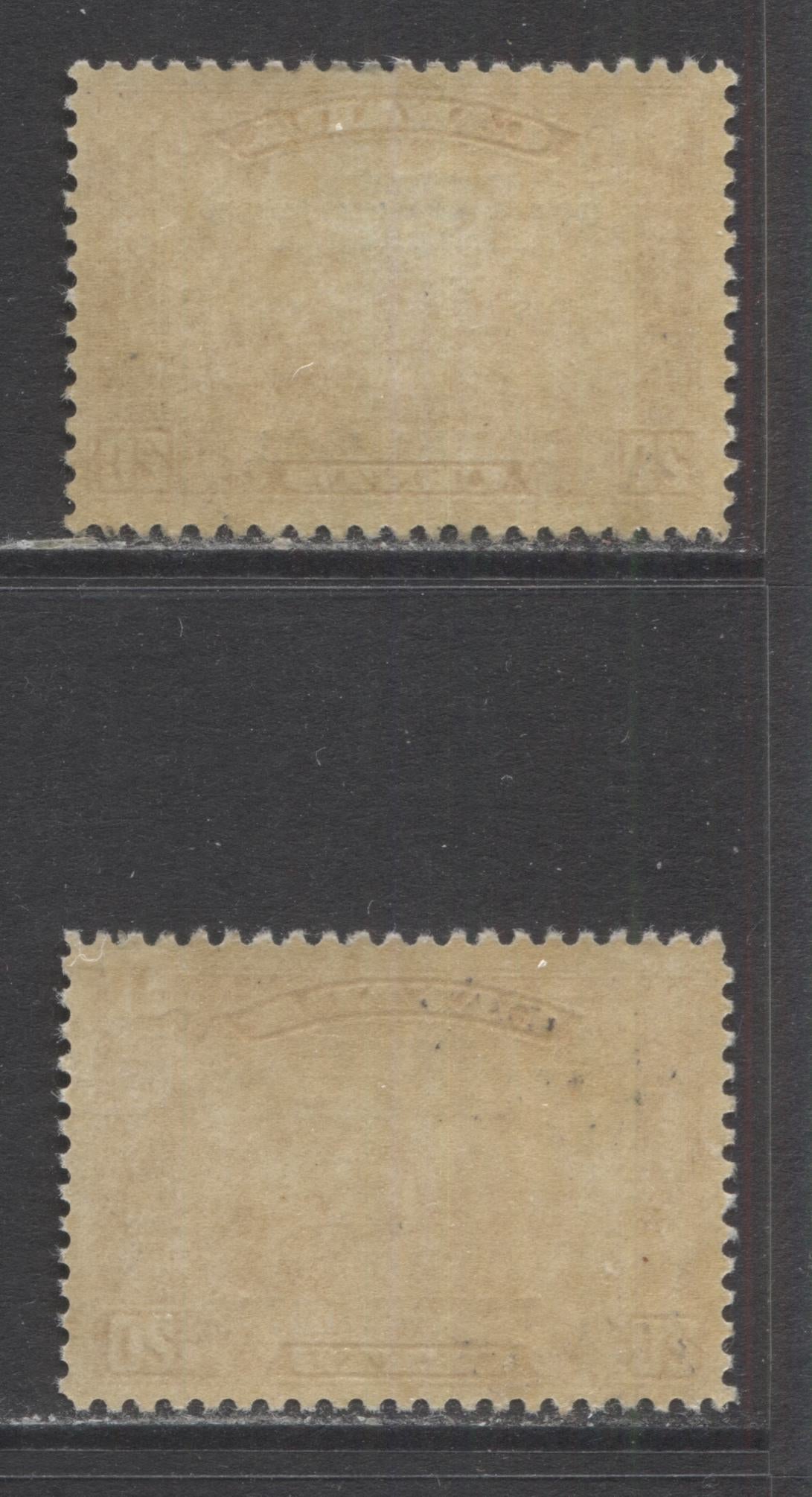 Lot 132 Canada #203 20c Brown Red Harvesting Wheat Overprint, 1933 Grain Exhibition Issue, 2 FOG Singles Showing Two Different Shades, With Deep Cream Gum