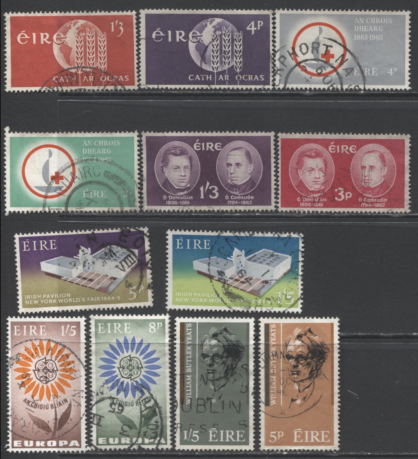 Lot 133 Ireland SC#182/201 1962-1965 Commemoratives, A F/VF Used Range Of Singles, 2017 Scott Cat. $28.05 USD, Click on Listing to See ALL Pictures
