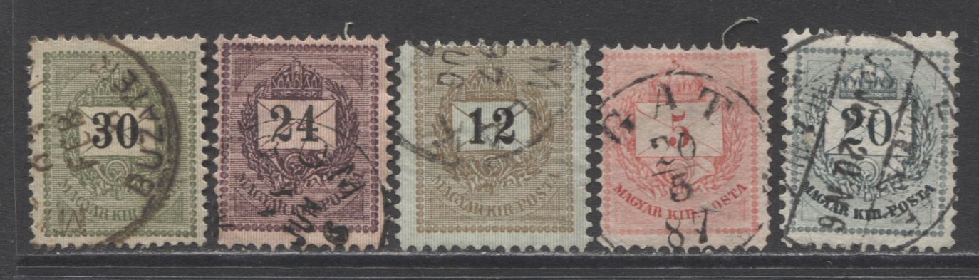 Lot 135 Hungary SC#20/32 1881-1898 Crown and Numeral Definitives, A F/VF Used Range Of Singles, 2017 Scott Cat. $5.35 USD, Click on Listing to See ALL Pictures