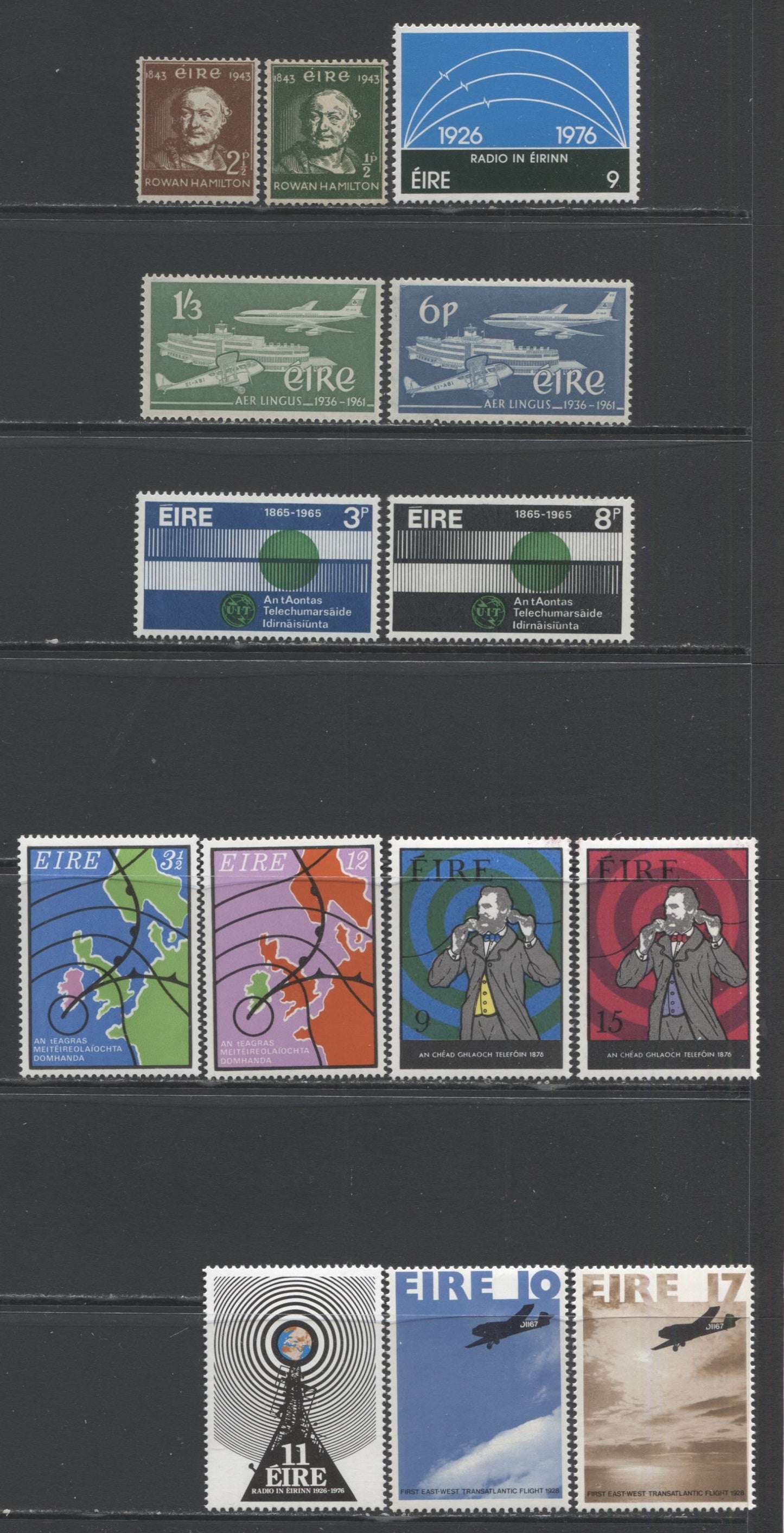 Lot 136 Ireland SC#126/407 1943-1976 Commemoratives, A VFNH Range Of Singles, 2017 Scott Cat. $20.75 USD, Click on Listing to See ALL Pictures