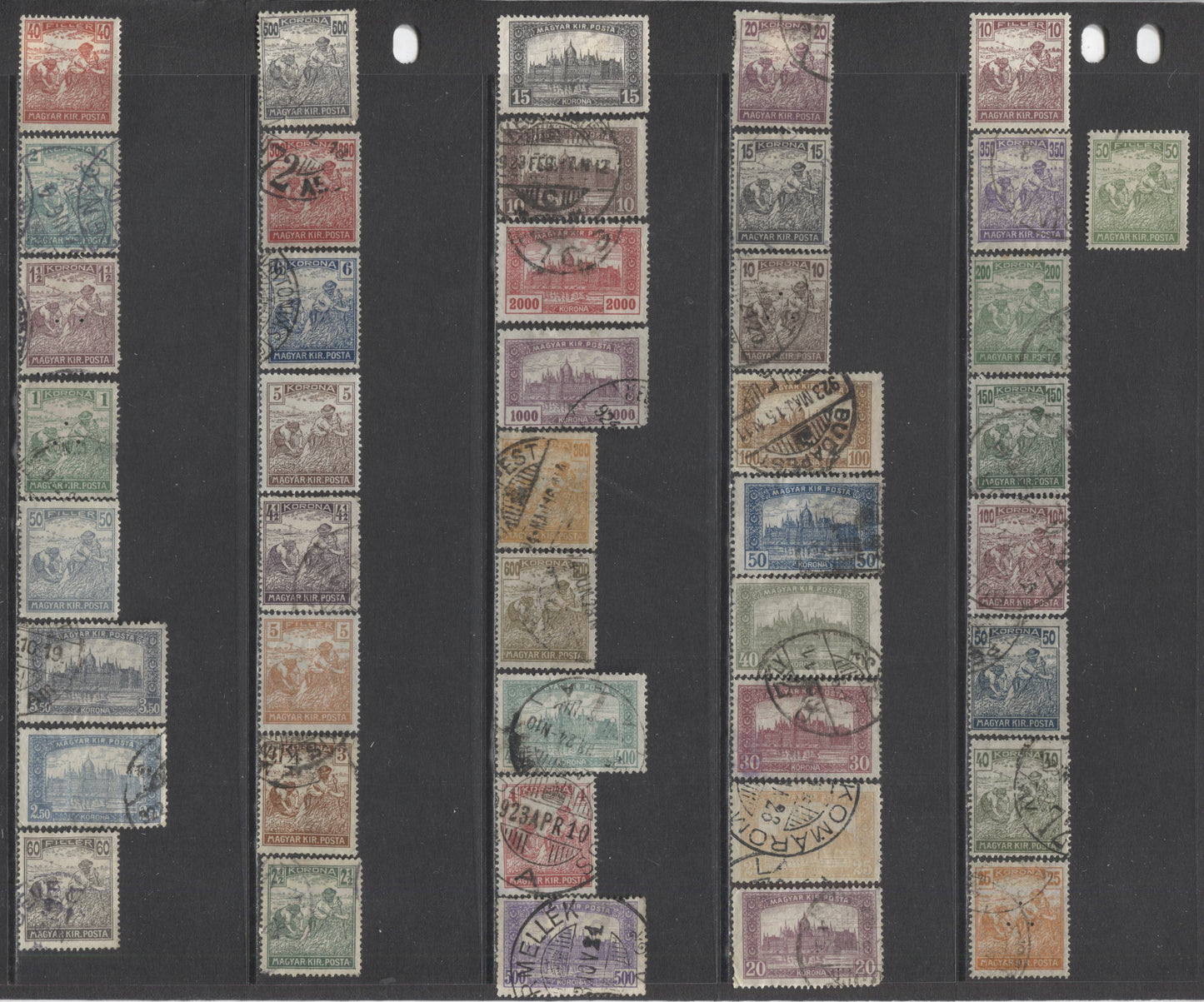 Lot 138 Hungary SC#335-377 1920-1924 Harvesting Wheat and Parliament Definitives Without Inner Frames, A F/VFOG & Used Range Of Singles, 2017 Scott Cat. $11.4 USD, Click on Listing to See ALL Pictures