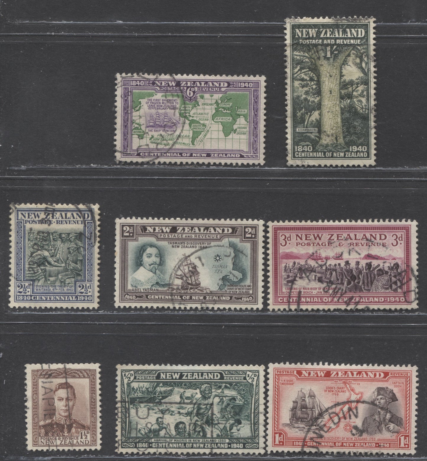 Lot 138 New Zealand SC#228/241 1938-1944 Centenary Issue & Definitive, A F/VF Used Range Of Singles, 2017 Scott Cat. $8.95 USD, Click on Listing to See ALL Pictures
