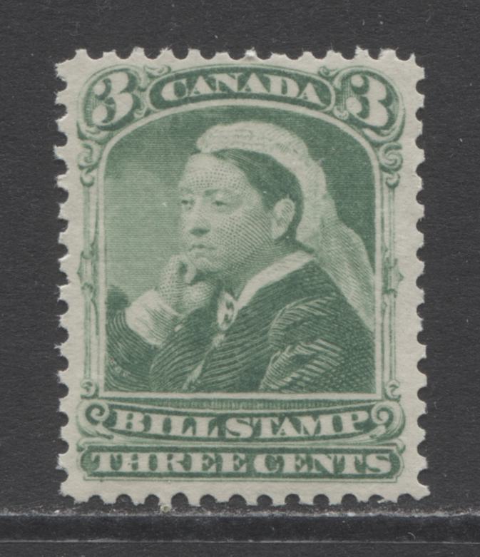 Lot 140 Canada #FB40 3c Green Queen Victoria, 1868-1880 Third Bill Issue, A VFNH Single On Thick Horizontal Wove Paper With Semi Glossy Gum, Perf 12