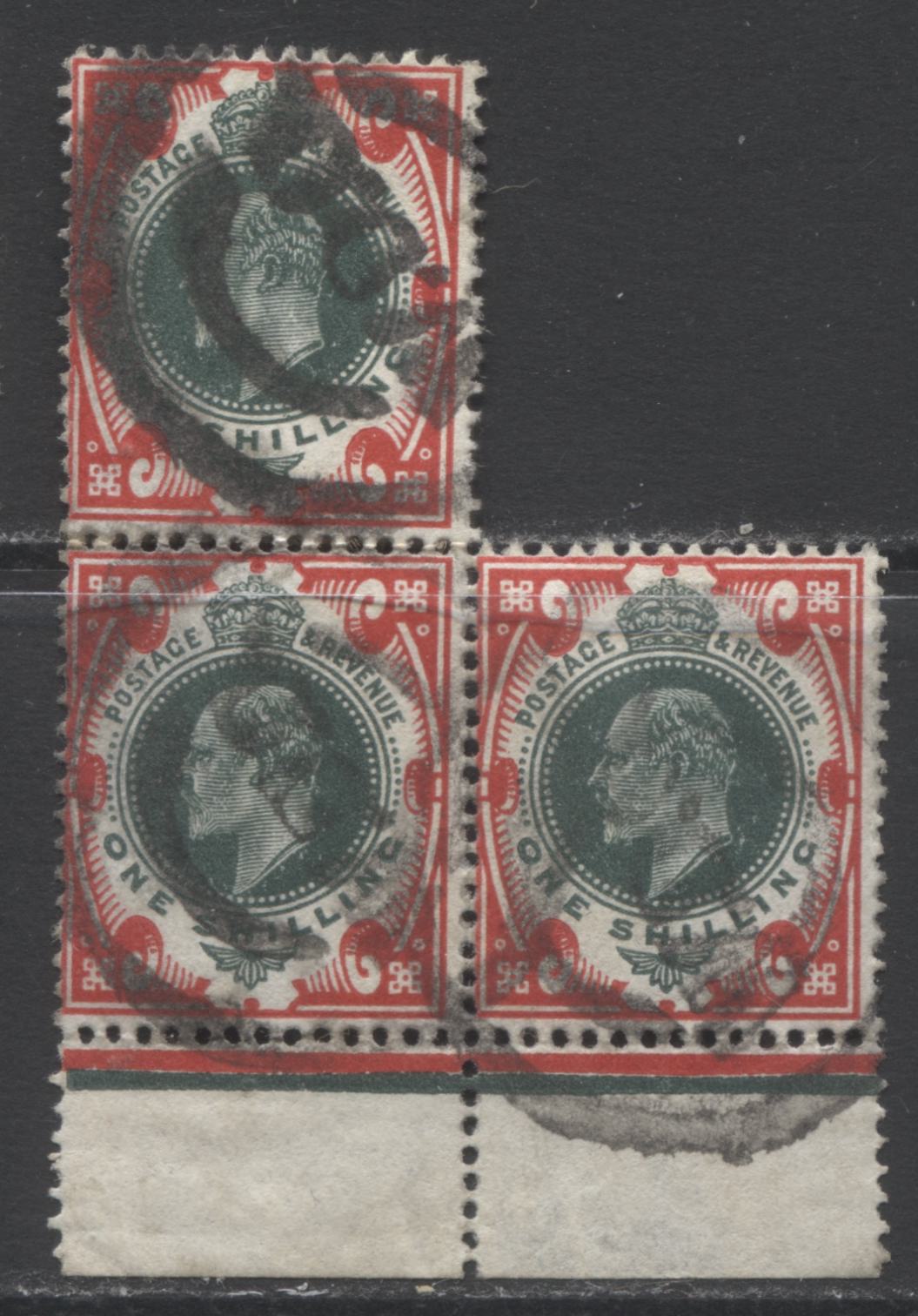 Lot 14 Great Britain SC#138a 1/- Scarlet & Dark Green  1902-1910 King Edward VII Keyplate Definitives, A VG-F Used Example, Click on Listing to See ALL Pictures