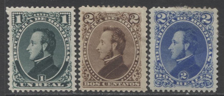 Lot 14 Honduras SC#31a/34a 1889 Pres. Francisco Morazan Issue, American Bank Note Company Printings, A F/VFOG Range Of Singles, 2017 Scott Cat. $5.5 USD, Click on Listing to See ALL Pictures