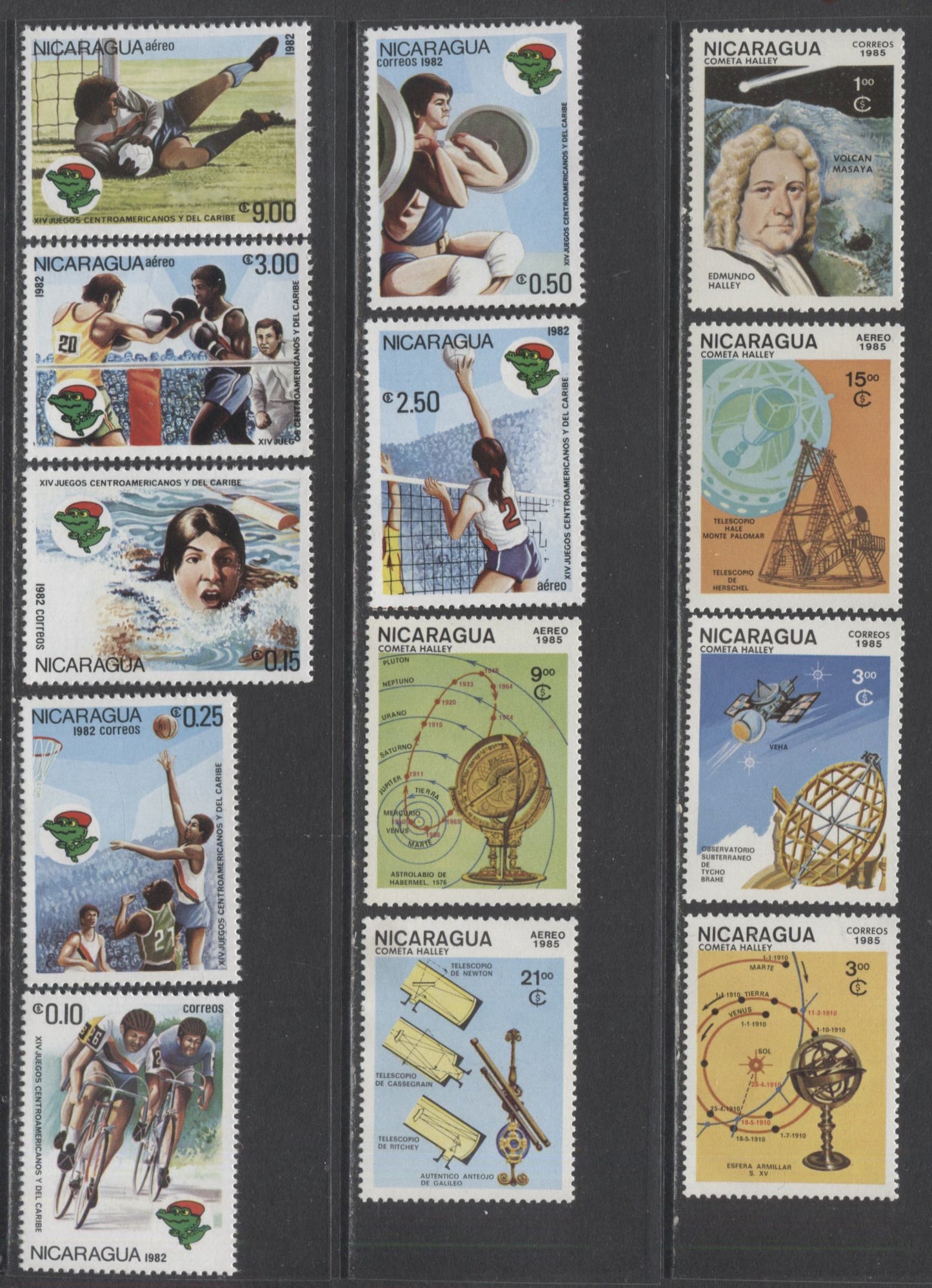 Lot 143 Nicaragua SC#1159/C1009 1982-1985 Commemoratives, A VFNH Range Of Singles, 2017 Scott Cat. $9.35 USD, Click on Listing to See ALL Pictures