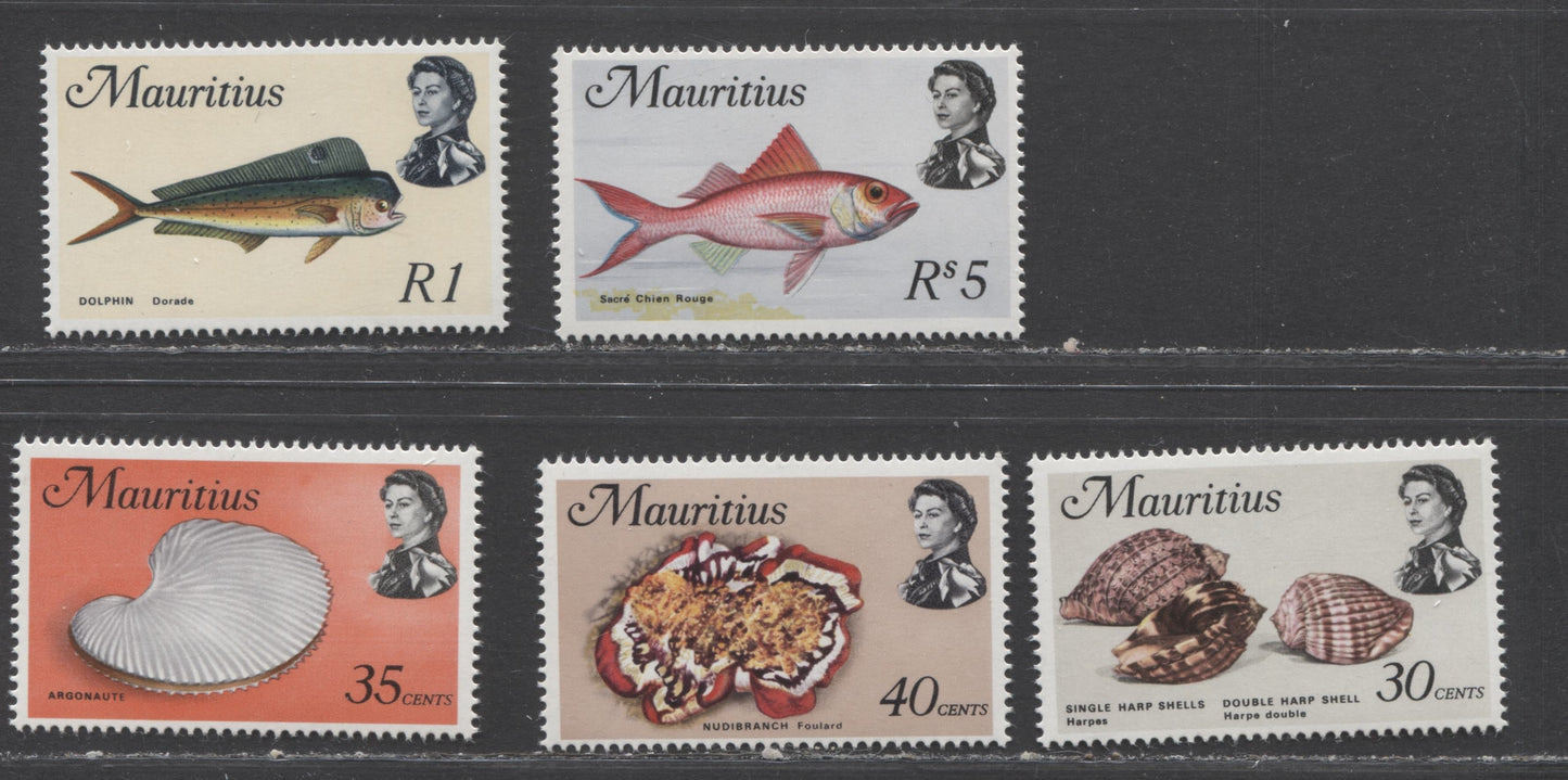 Lot 144 Mauritius SC#347b/355b 1975-1977 Definitives, A F/VFNH Range Of Singles, Watermark 373, 2017 Scott Cat. $27.3 USD, Click on Listing to See ALL Pictures