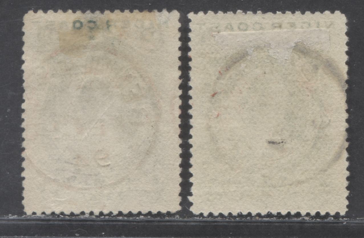 Lot 144 Niger Coast SC#39 (SG#47d) Two Pence Green, Deep Green 1893 Obliterated Oil Rivers Issue, Perf 13.5 - 14., A Fine Used, Very Good Used Example, Click on Listing to See ALL Pictures, Estimated Value $25 USD