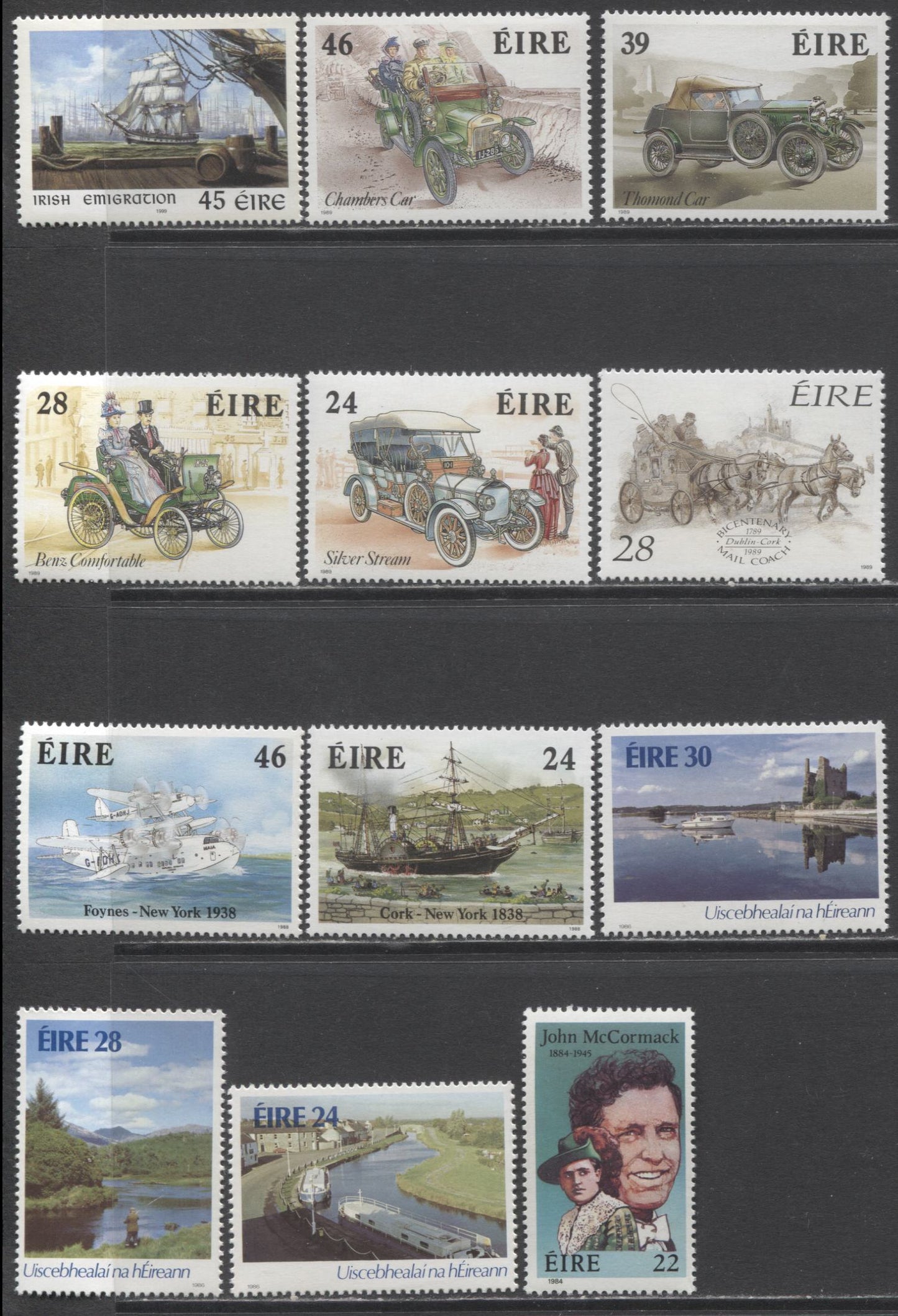 Lot 145 Ireland SC#594/1168 1984-1999 Commemoratives, A VFNH Range Of Singles, 2017 Scott Cat. $15.55 USD, Click on Listing to See ALL Pictures