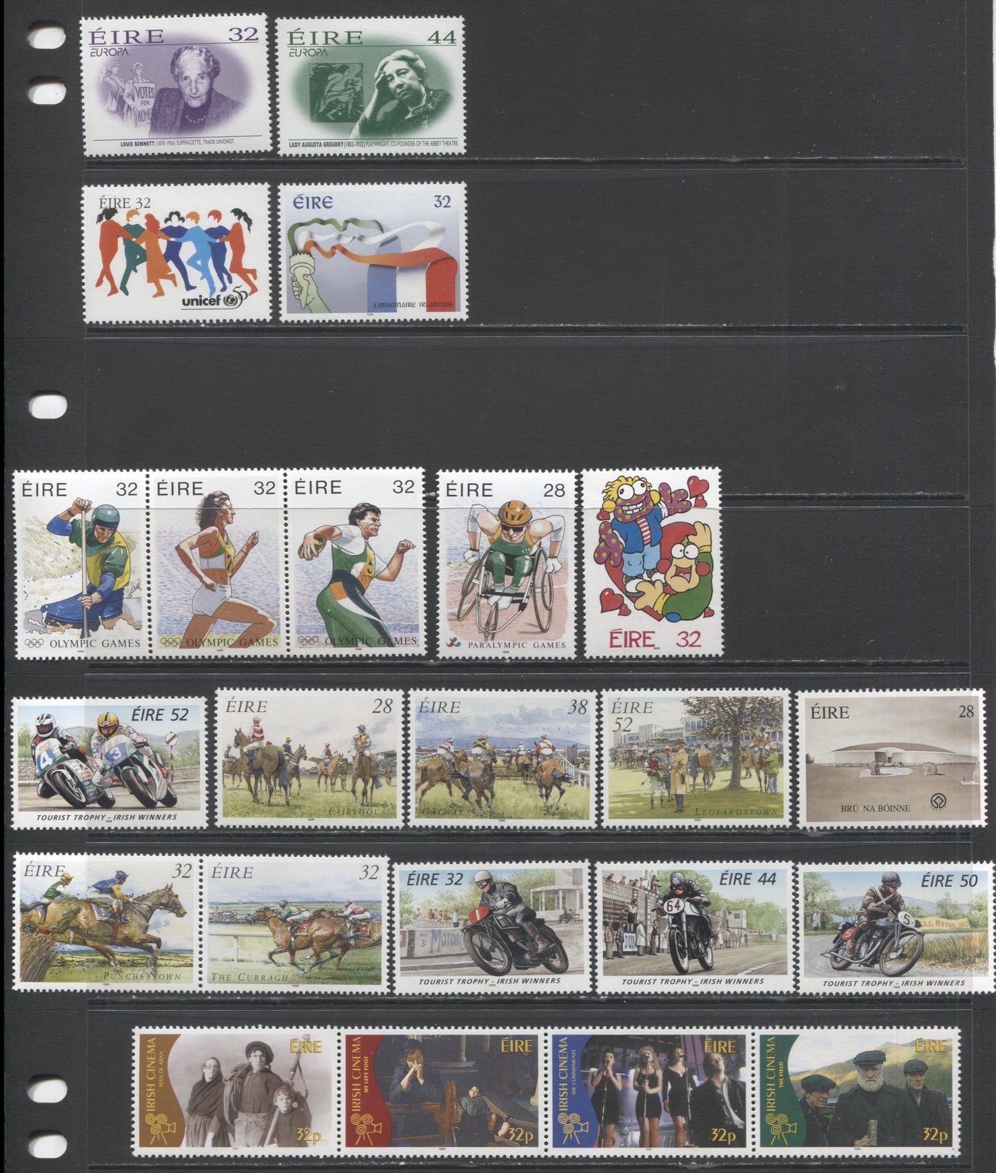 Lot 146 Ireland SC#992/1013 1996 Commemoratives, A VFNH Range Of Singles, Pairs, Strips Of 3 & 4, 2017 Scott Cat. $25.7 USD, Click on Listing to See ALL Pictures