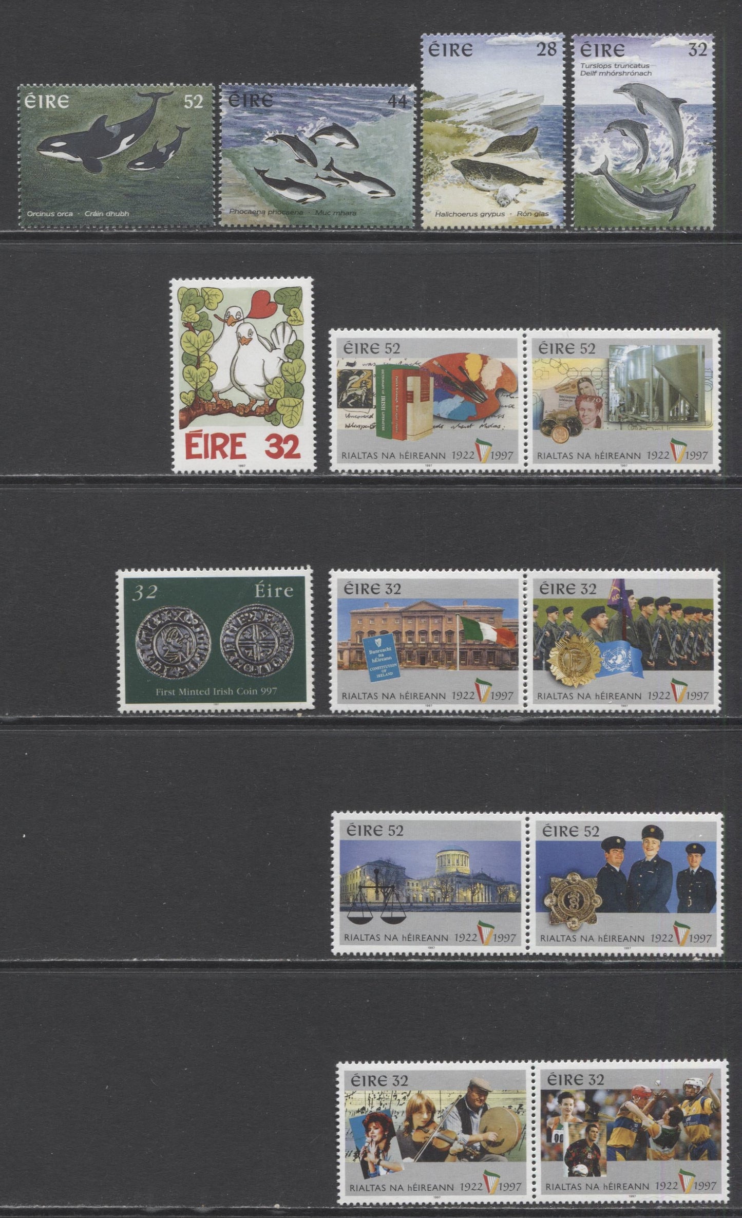 Lot 148 Ireland SC#1010/1059 1997 Commemoratives, A VFNH Range Of Singles, 2017 Scott Cat. $20.7 USD, Click on Listing to See ALL Pictures