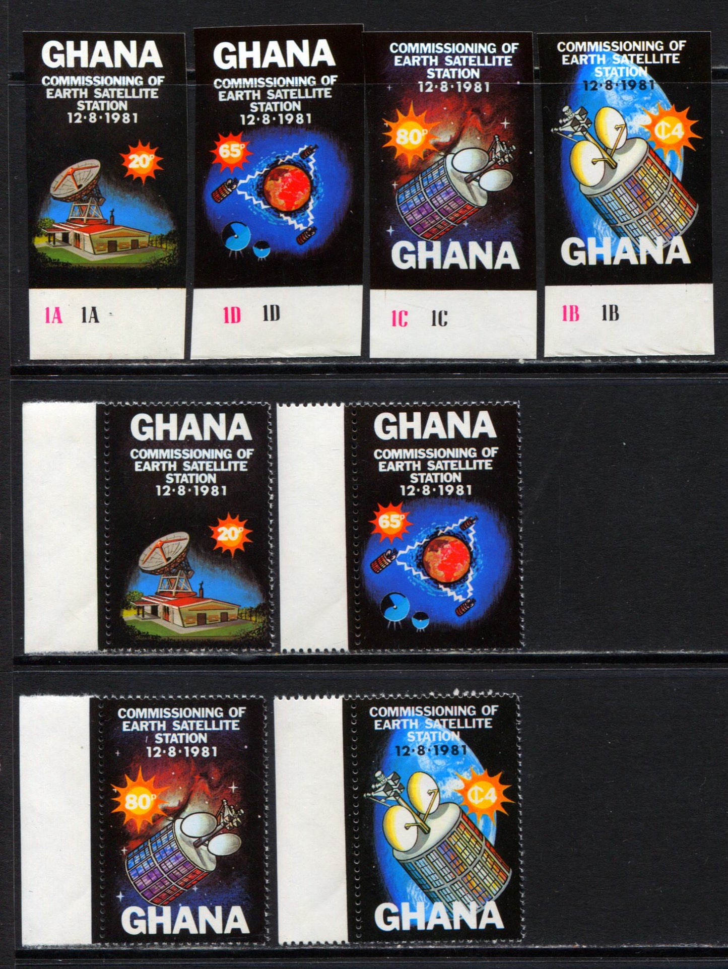 Lot 148 Ghana SC#755/839 1981-1983 Earth Satellite & World Communication Issue, A VFNH Range Of Perf & Imperf Singles & Souvenir Sheets, 2017 Scott Cat. $11.95 USD, Click on Listing to See ALL Pictures