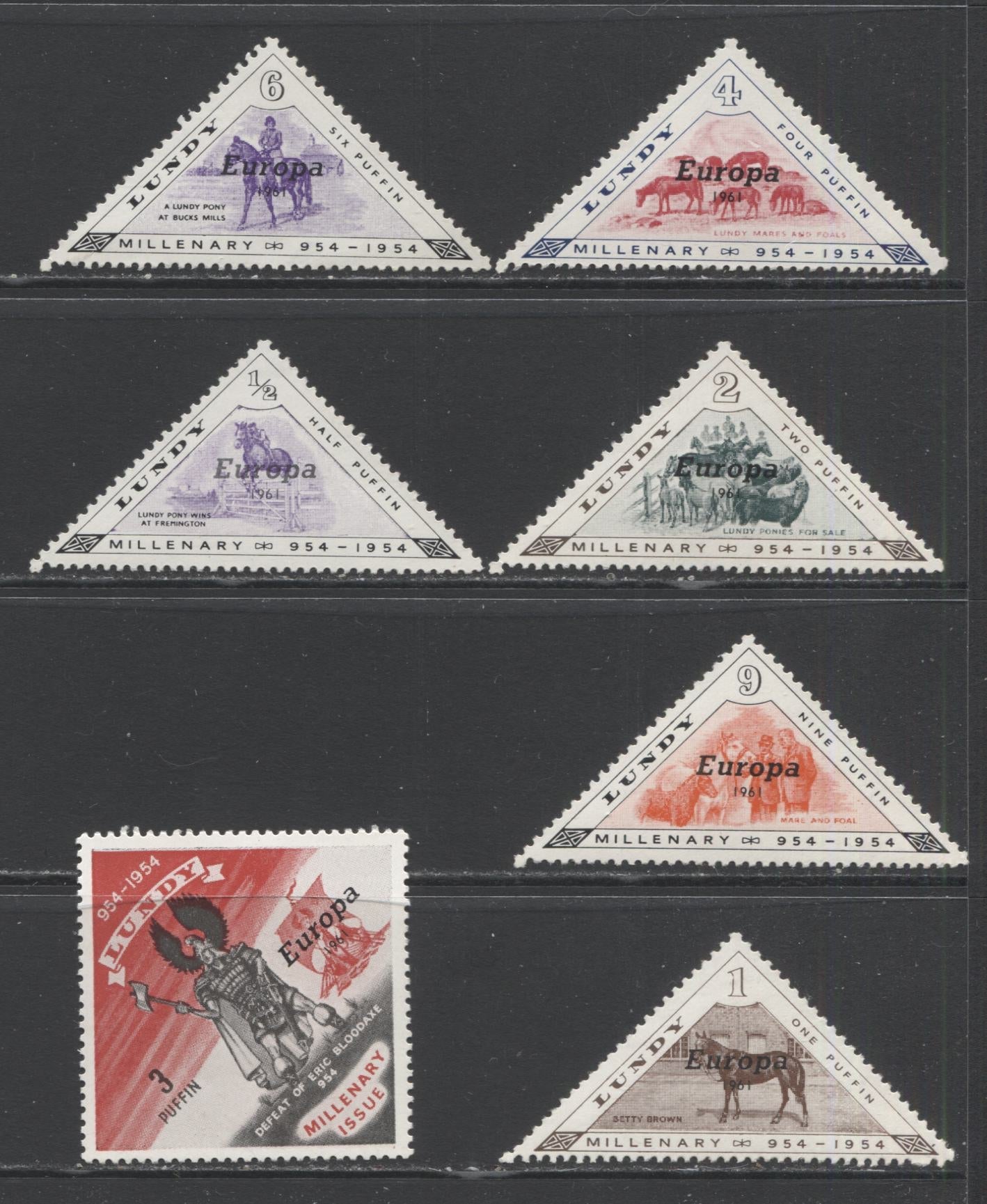 Lot 149 Lundy Aitcheson #148-154 1961 Europa Overprints, A VFNH Range Of Singles, Unlisted in Scott, Net Est. $10 USD, Click on Listing to See ALL Pictures