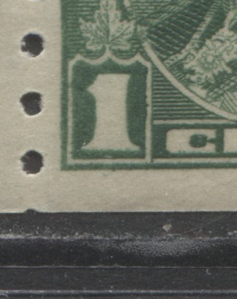 Lot 150 Canada #228iii 1c Green King George V, 1935 Pictorial Coil Issue, A VFNH Coil Jump Strip Of 4 Showing the Narrow "1" Variety