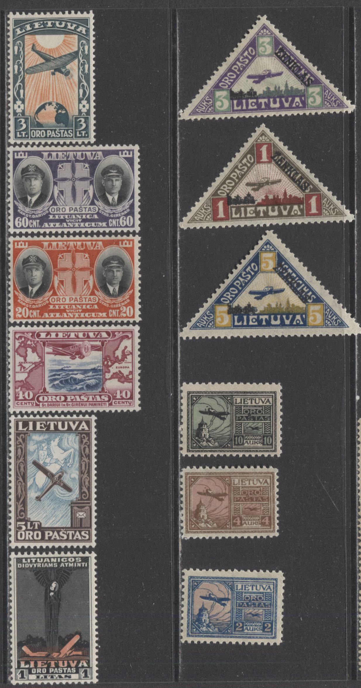 Lot 150 Lithuania SC#C15/C84 1922-1934 Airmails, A F/VF OG/NH Range Of Singles, 2017 Scott Cat. $9.75 USD, Click on Listing to See ALL Pictures