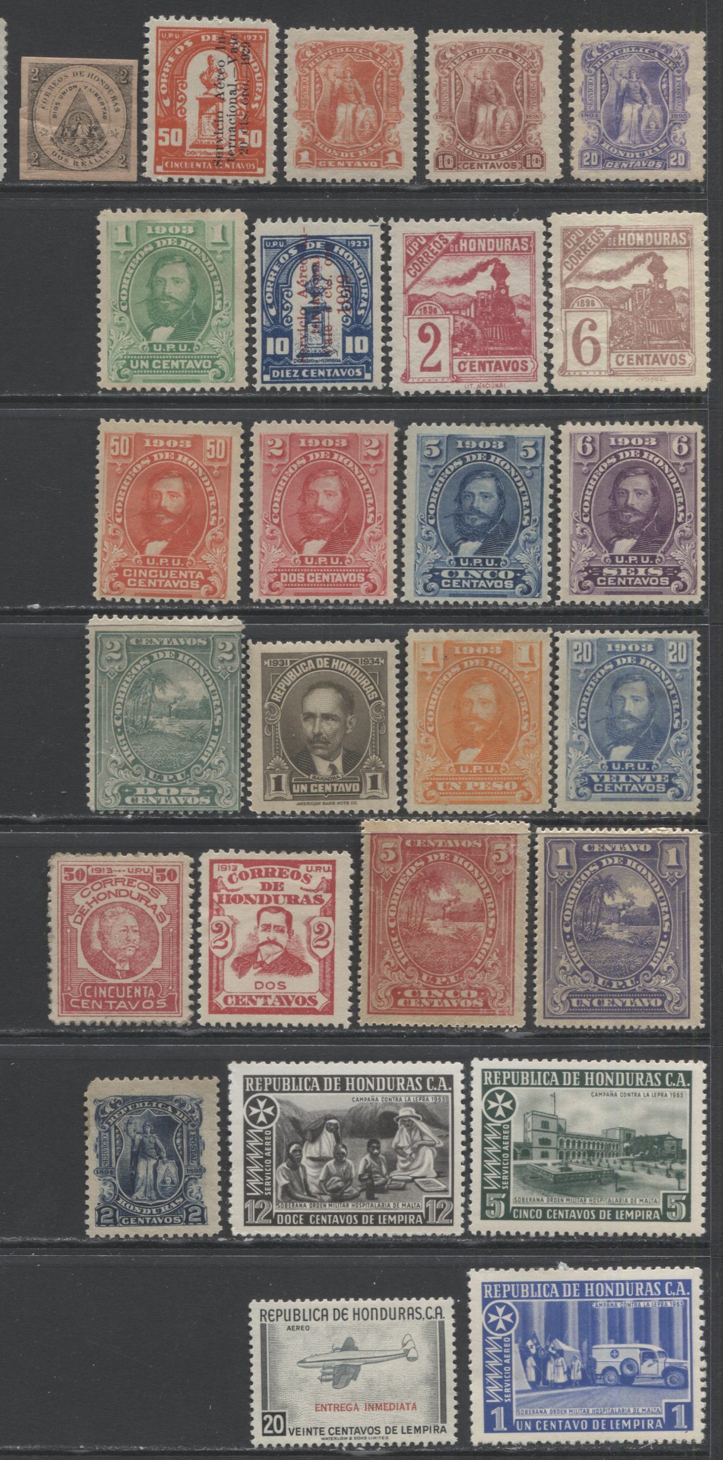 Lot 15 Honduras SC#2/CE2 1865-1965 Commemoratives, Air Mails & Airmail Special Deliveries, A F/VFOG Range Of Singles, 2017 Scott Cat. $19.65 USD, Click on Listing to See ALL Pictures