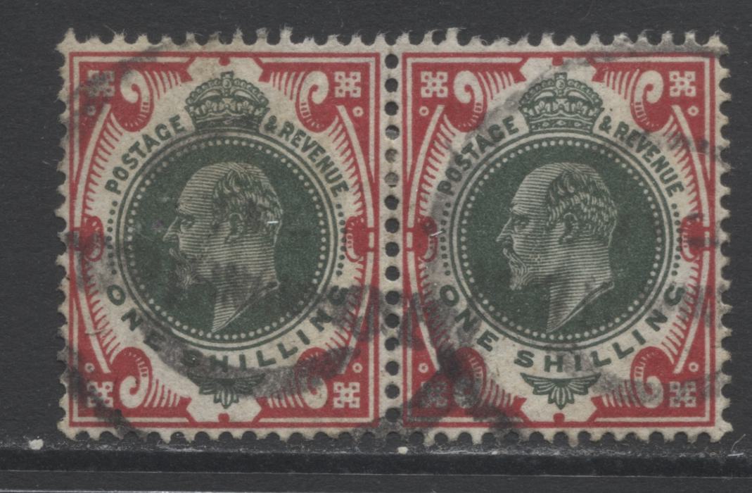 Lot 15 Great Britain SC#138 1/- Dull Green & Carmine 1902-1910 King Edward VII Keyplate Definitives, A Fine Used Example, Click on Listing to See ALL Pictures