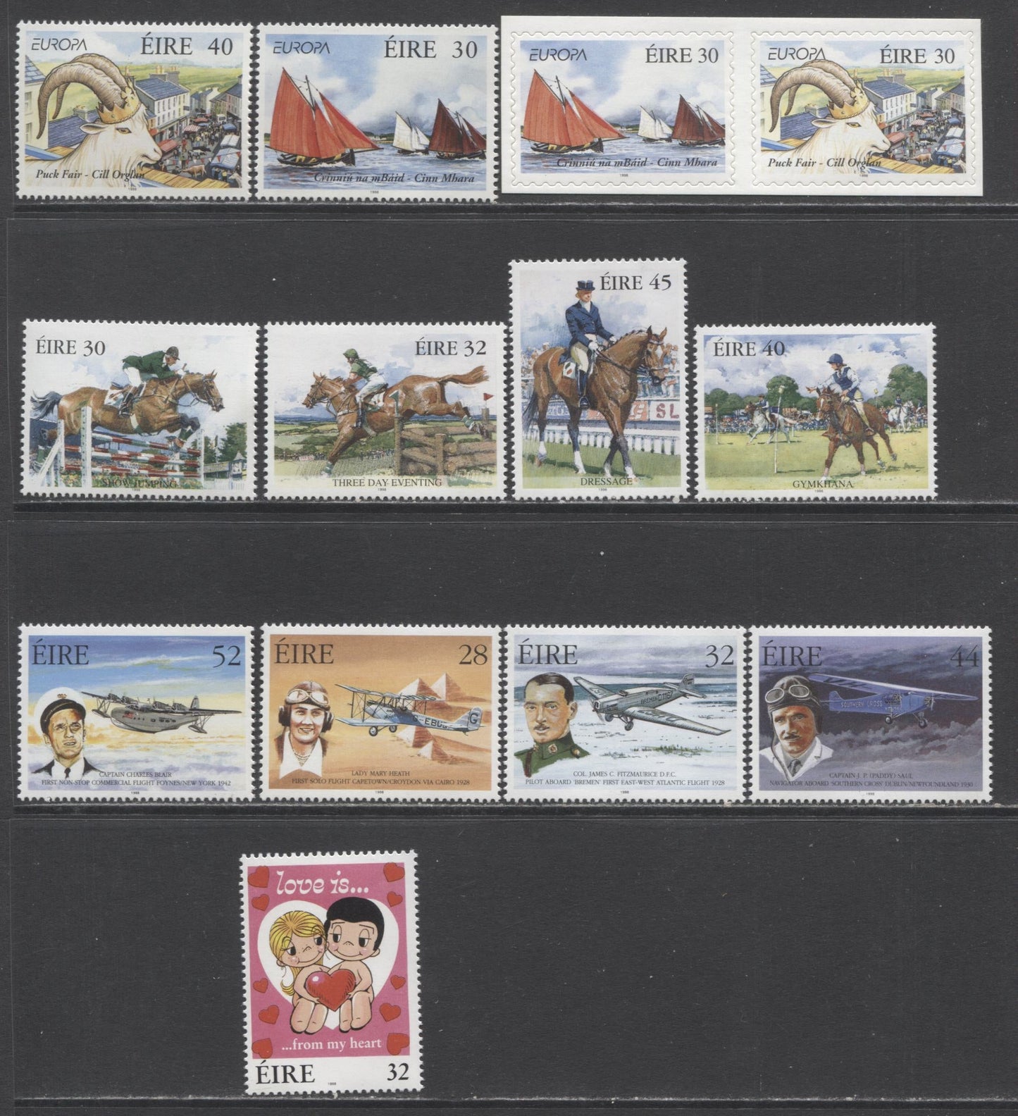Lot 151 Ireland SC#1097/1127 1998 Commemoratives, A VFNH Range Of Singles, 2017 Scott Cat. $23.15 USD, Click on Listing to See ALL Pictures
