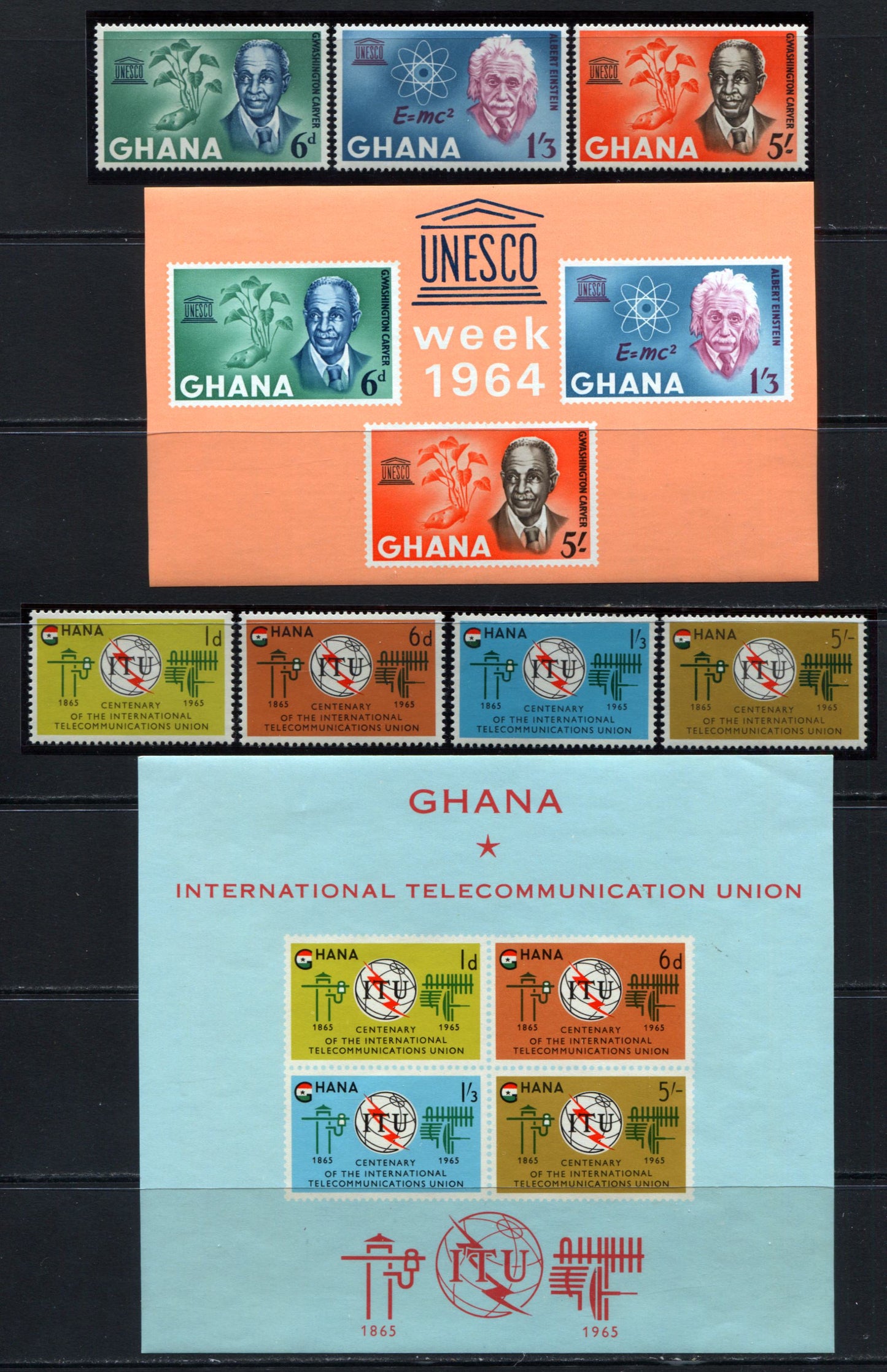 Lot 152 Ghana SC#189/207a 1964-1965 Commemoratives, A VFNH Range Of Singles & Souvenir Sheets, 2017 Scott Cat. $18.5 USD, Click on Listing to See ALL Pictures