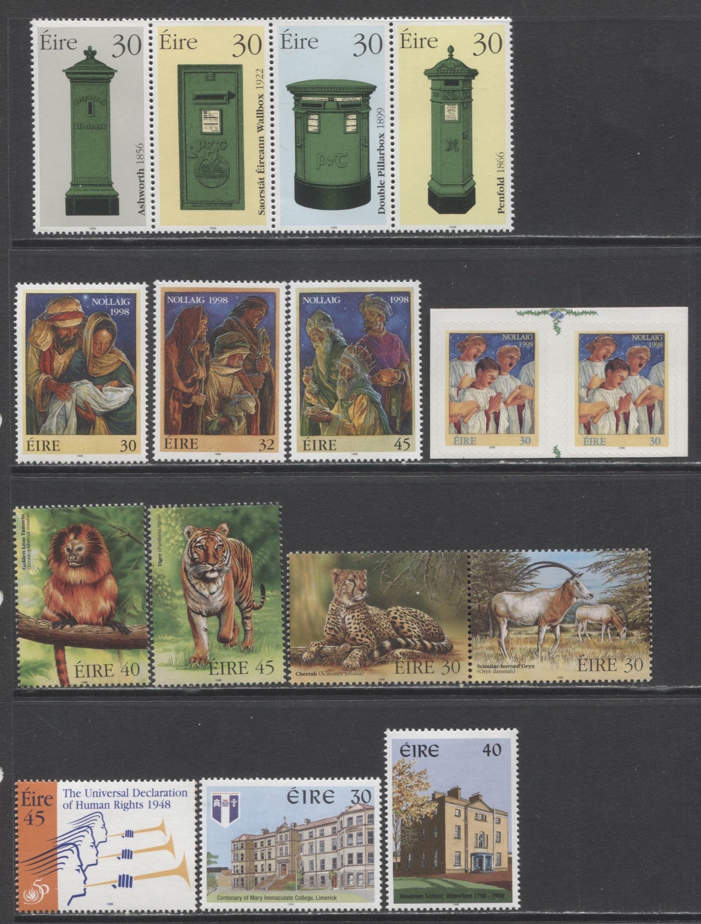 Lot 153 Ireland SC#1146-1160 1998 Commemoratives, A VFNH Range Of Singles, Pair & Strip Of 4, 2017 Scott Cat. $22.75 USD, Click on Listing to See ALL Pictures