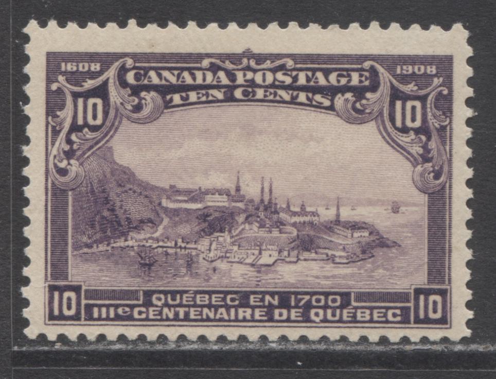 Lot 156 Canada #101 10c Violet Quebec In 1700, 1908 Quebec Tercentenary Issue, A VFNH Single With Light Gum Frosting