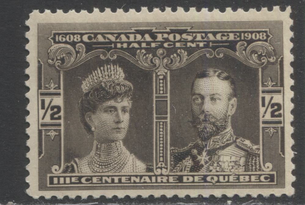 Lot 157 Canada #96 1/2c Brown Black Prince & Princess Of Wales, 1908 Quebec Tercentenary Issue, A VFNH Single