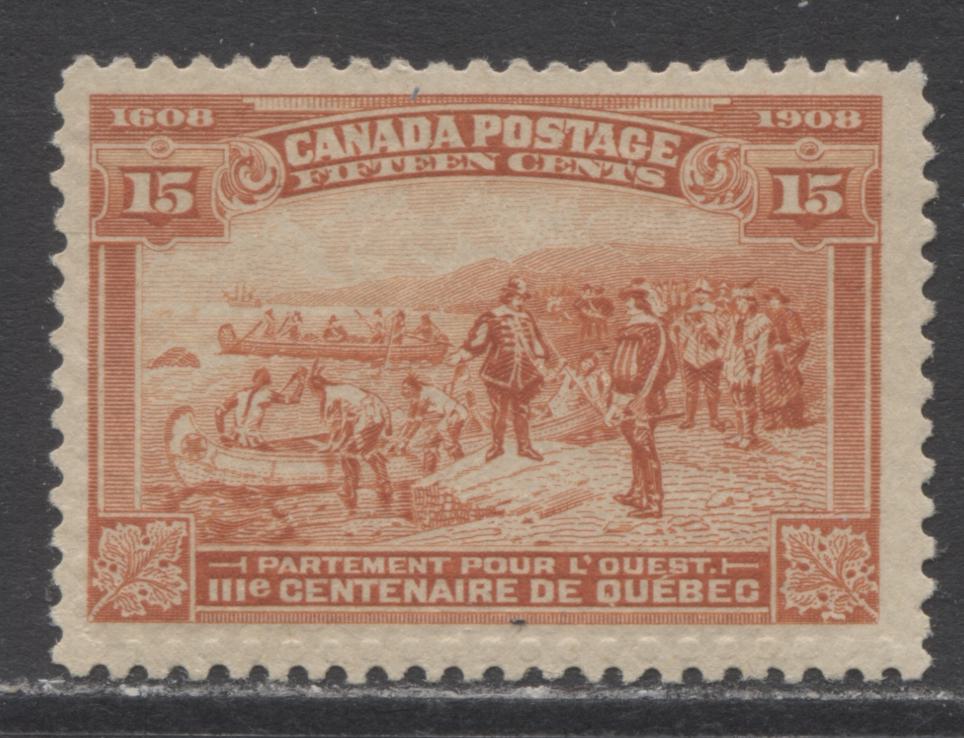 Lot 157 Canada #102 15c Orange Champlain's Departure, 1908 Quebec Tercentenary Issue, A Fine NH Single