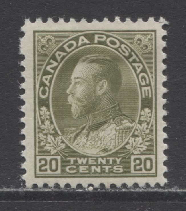 Lot 158 Canada #119 20c Olive Green King George V, 1911-1925 Admiral Issue, A VFOG Single, Dry Printing