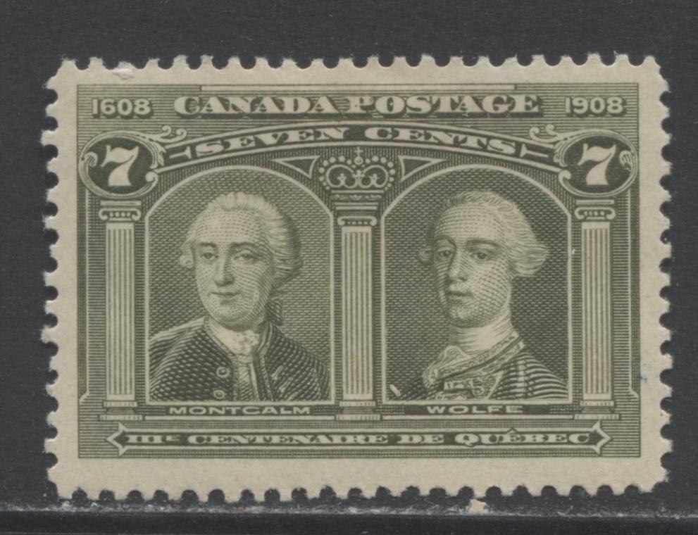 Lot 159 Canada #100 7c Olive Green Montcalm & Wolfe, 1908 Quebec Tercentenary Issue, A VFOG Single