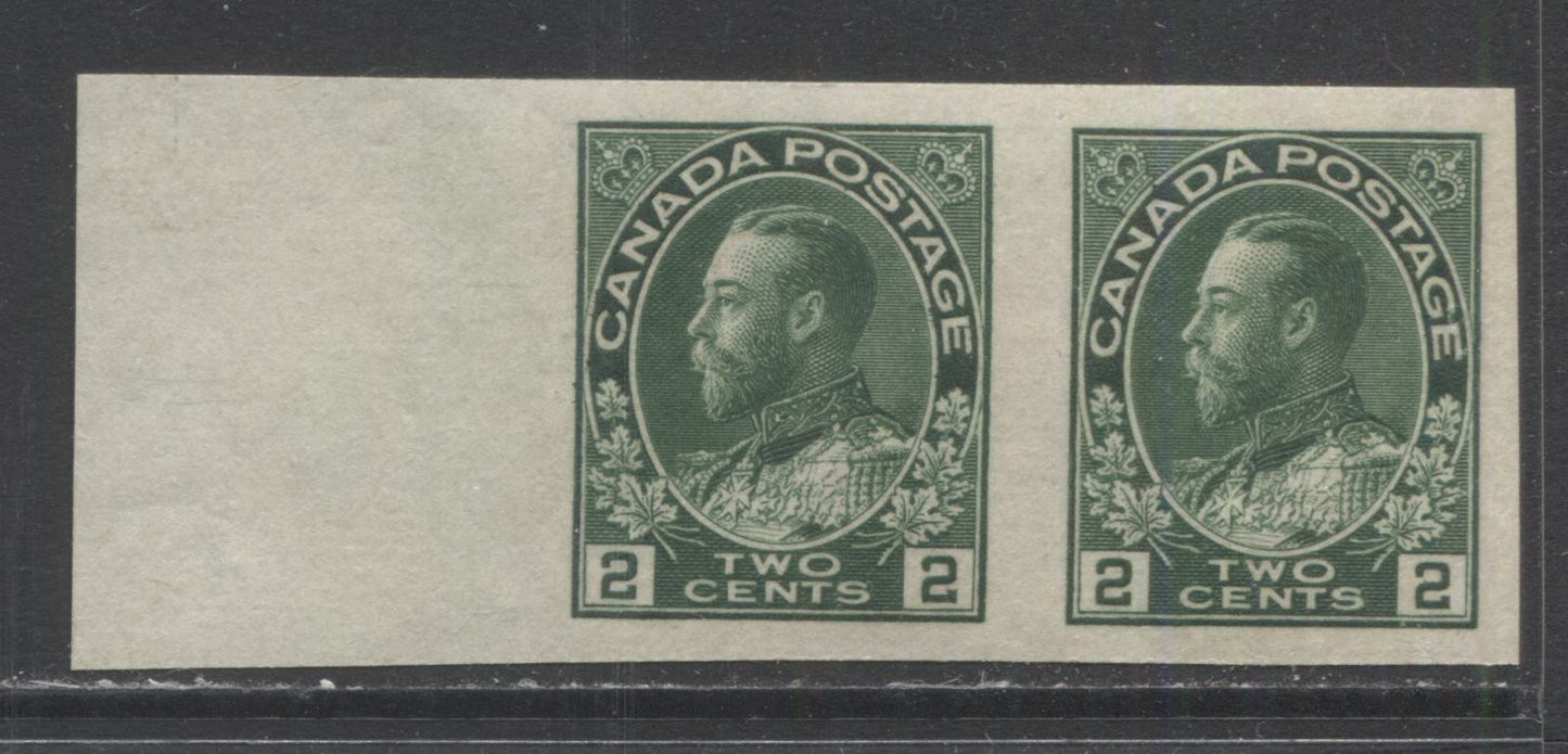 Lot 160 Canada #137 2c Green King George V, 1924 Admiral Imperforate Issue, A VFNH Imperf Pair, Wet Printing