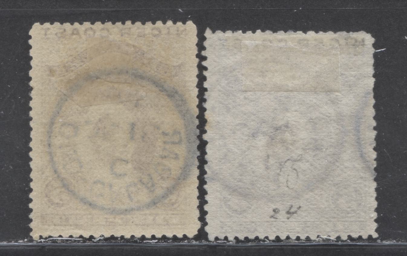 Lot 162 Niger Coast SC#41 (SG#49b) Five Pence Grey Lilac 1893 Obliterated Oil Rivers Issue, Perf 13.5 - 14, A Fine - Very Fine Used Example, Click on Listing to See ALL Pictures, 2022 Scott Classic Cat. $30 USD