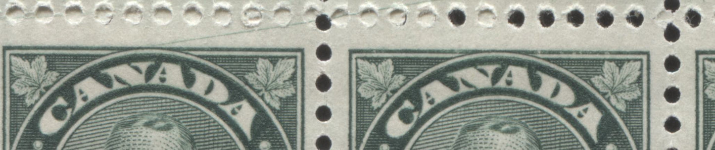 Lot 162 Canada #163 1c Deep Green King George V, 1930-1931 Arch/Leaf Issue, A VFNH UR Plate 5 Block Of 8 Showing A Hairline In Pos. 7-10, Die 2