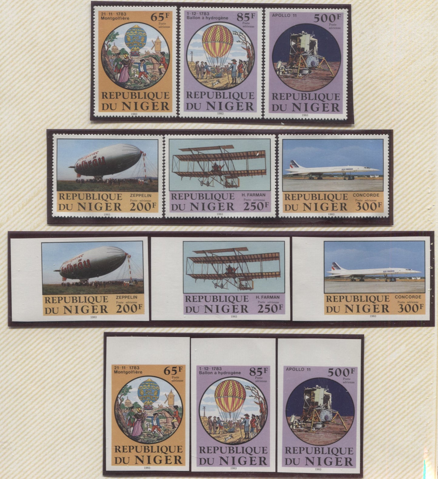 Lot 163 Niger SC#C318-C323 1983 Manned Flight Bicentennial Issue, A VFNH Range Of Singles, 2017 Scott Cat. $21.3 USD, Click on Listing to See ALL Pictures