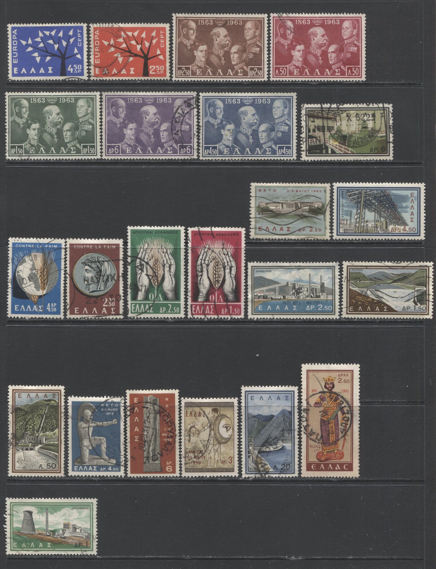 Lot 165 Greece SC#720-749 1961-1963 Commemoratives, A F/VFOG & Used Range Of Singles, 2017 Scott Cat. $13.45 USD, Click on Listing to See ALL Pictures