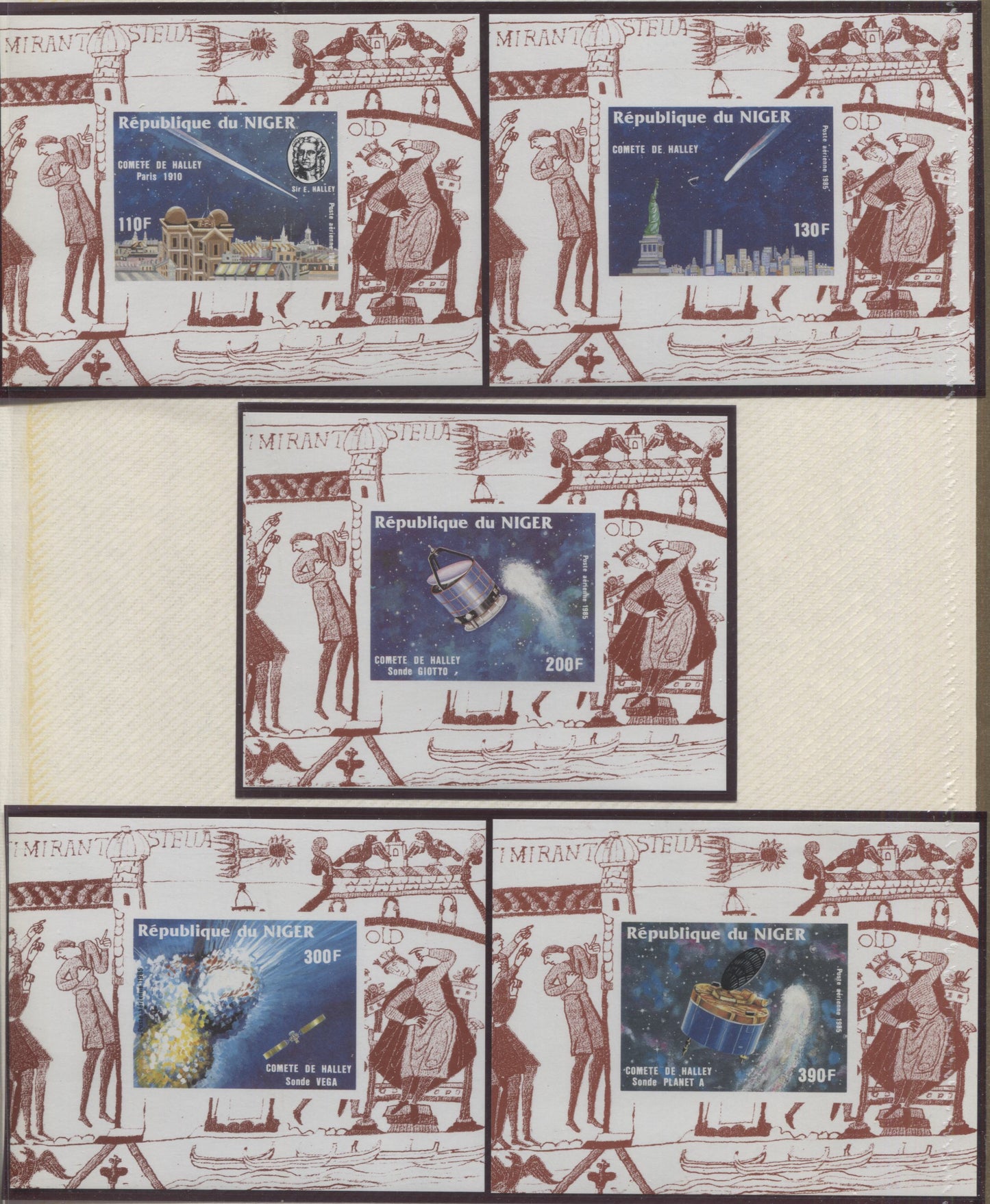 Lot 165A Niger SC#C361-C365 1985 Imperforate Halley's Comet Issue, A VFNH Range Of Singles and Souvenir Sheets, 2017 Scott Cat. $26.25 USD, Click on Listing to See ALL Pictures