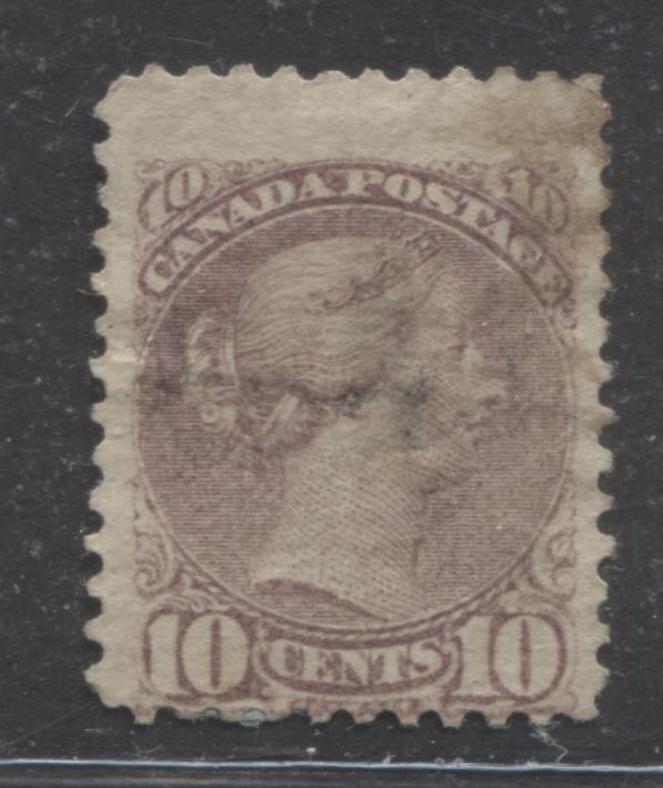 Lot 166 Canada #40b 10c Deep Lilac Rose Queen Victoria, 1870-1897 Small Queen Issue, A Fair Used Example Montreal, 12, Stout Horizontal Wove