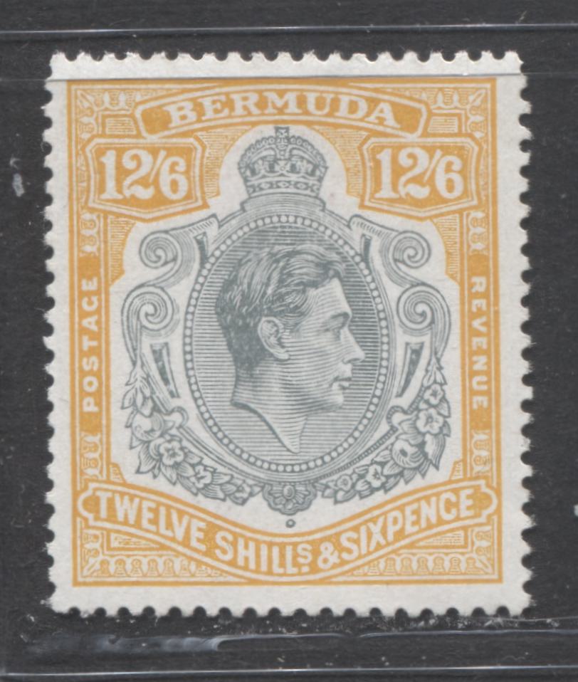Lot 166 Bermuda SC#120e 12/6 Gray & Pale Orange 1938-1953 Definitive, A VFNH Example, Perf. 13 on Chalky Paper, 2022 Scott Classic Cat. $150 USD, Click on Listing to See ALL Pictures