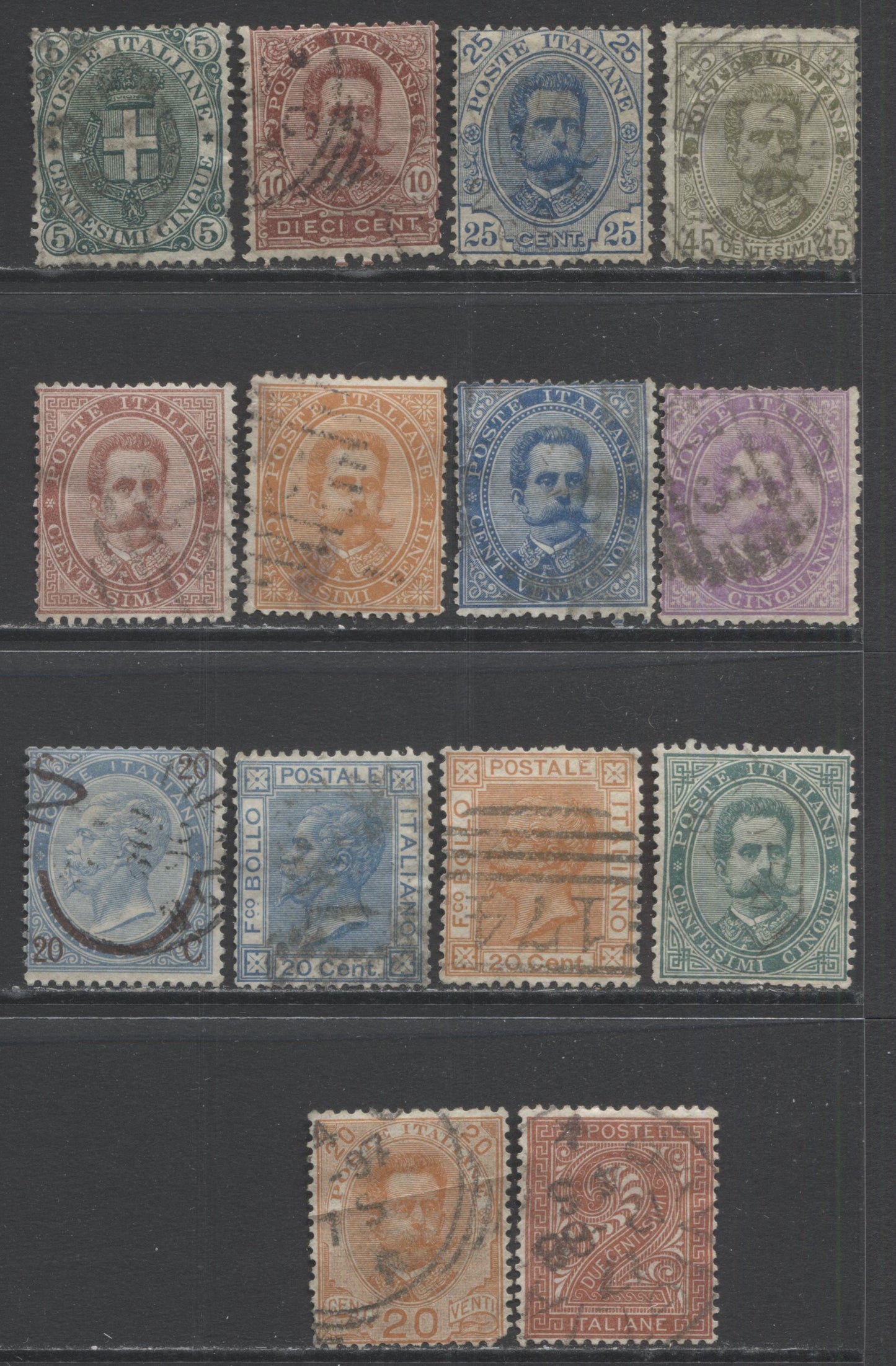 Lot 167 Italy SC#25/71 1863-1896 Emmanuel II & Humbert I Issues, A VG-F Used Range Of Singles, 2017 Scott Cat. $20 USD, Click on Listing to See ALL Pictures