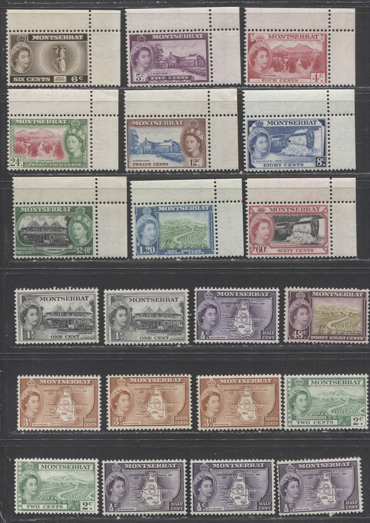 Lot 168 Montserrat SC#128/156 1953-1964 Definitives, A F/VFOG & NH Range Of Singles, 2017 Scott Cat. $27.25 USD, Click on Listing to See ALL Pictures