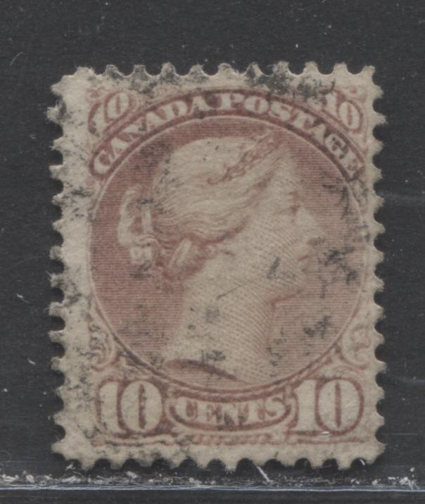 Lot 169 Canada #40c 10c Dull Rose Lilac Queen Victoria, 1870-1897 Small Queen Issue, A Fine Used Example Montreal, 11.75 x 12, Thick Stout Horizontal Wove