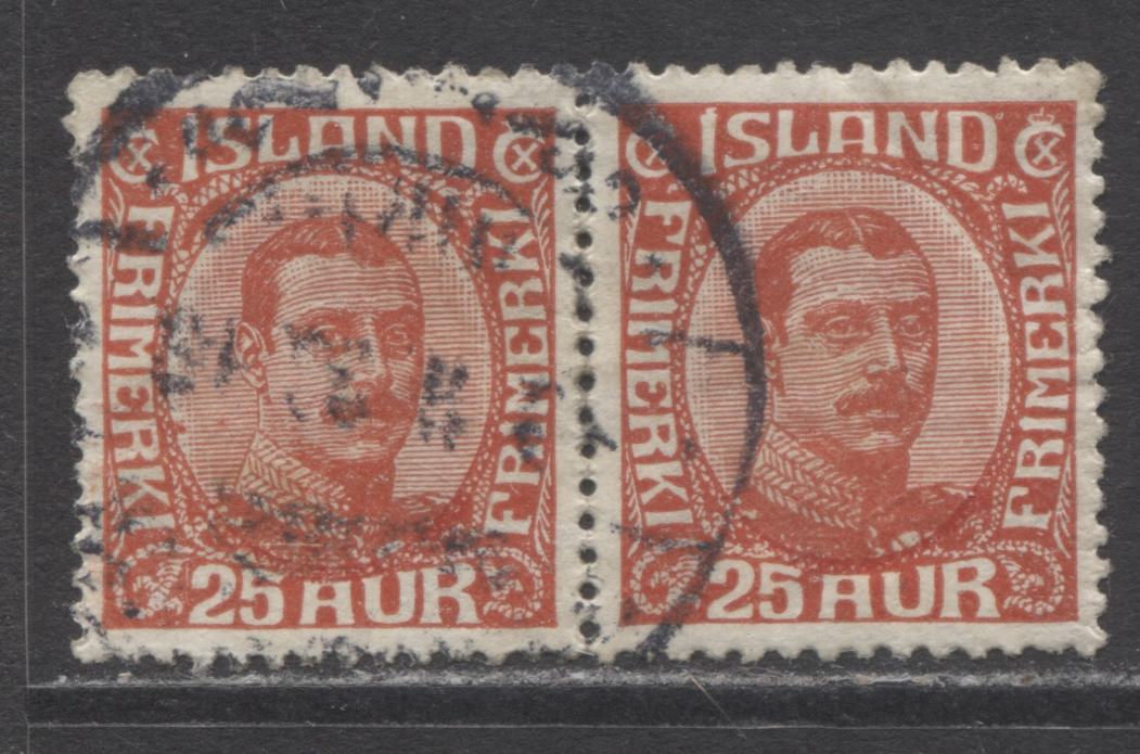 Lot 17 Iceland SC#121 25a Red 1920-1922 Christian X Definitive Issue, A Fine Used Example, Click on Listing to See ALL Pictures